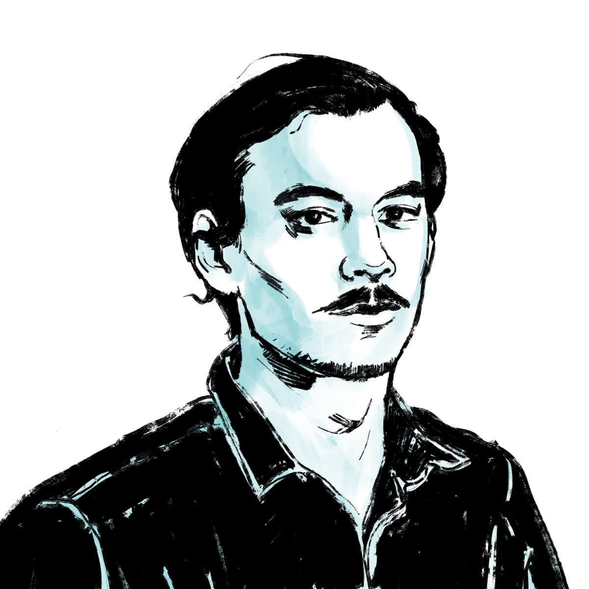 portrait of a man in digital ink.