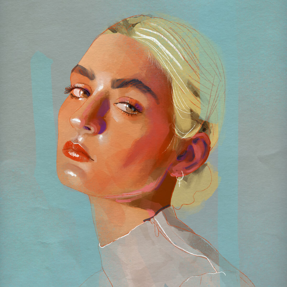 colourful portrait of a blonde girl