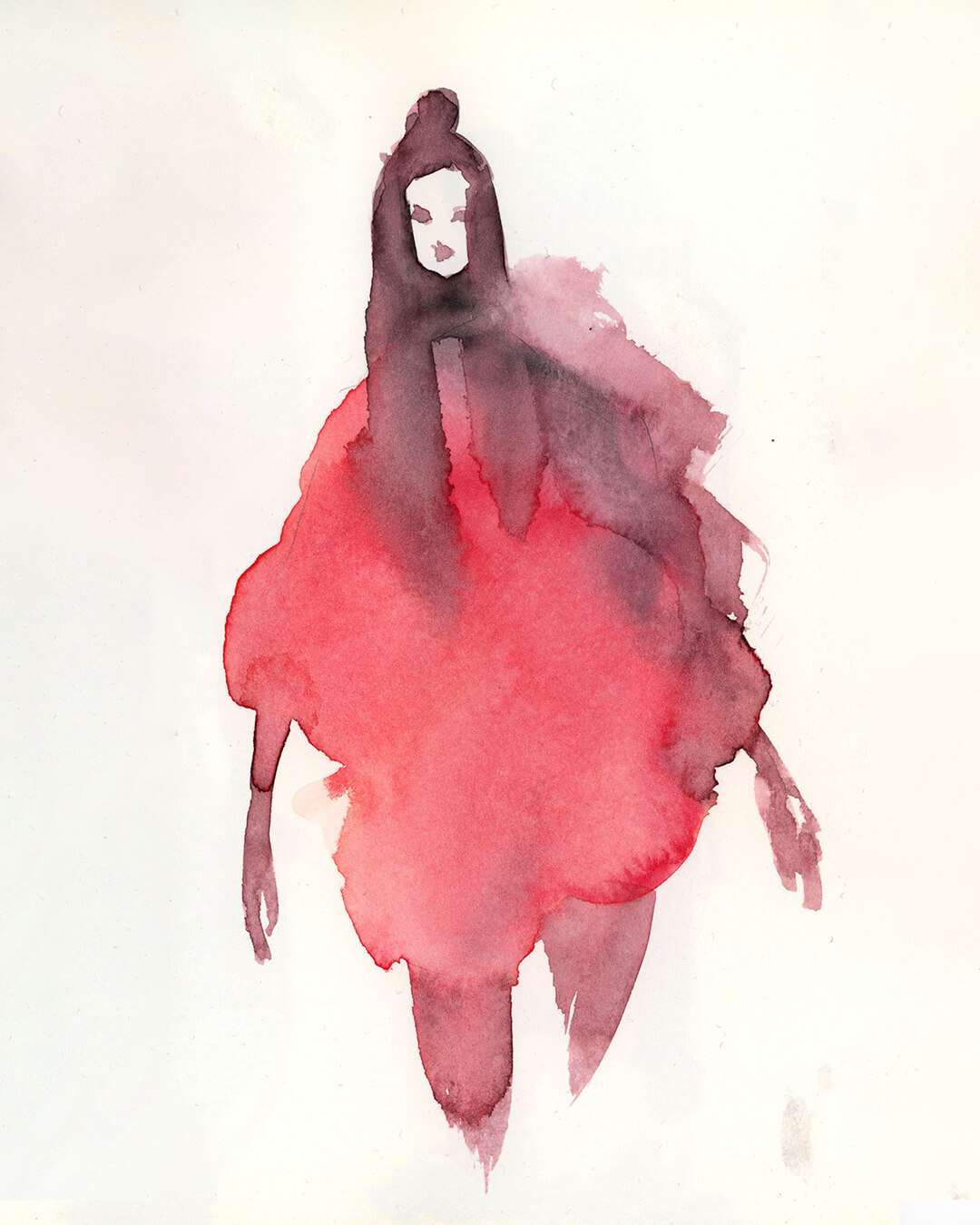 red blob fashion painting of a woman in red dress