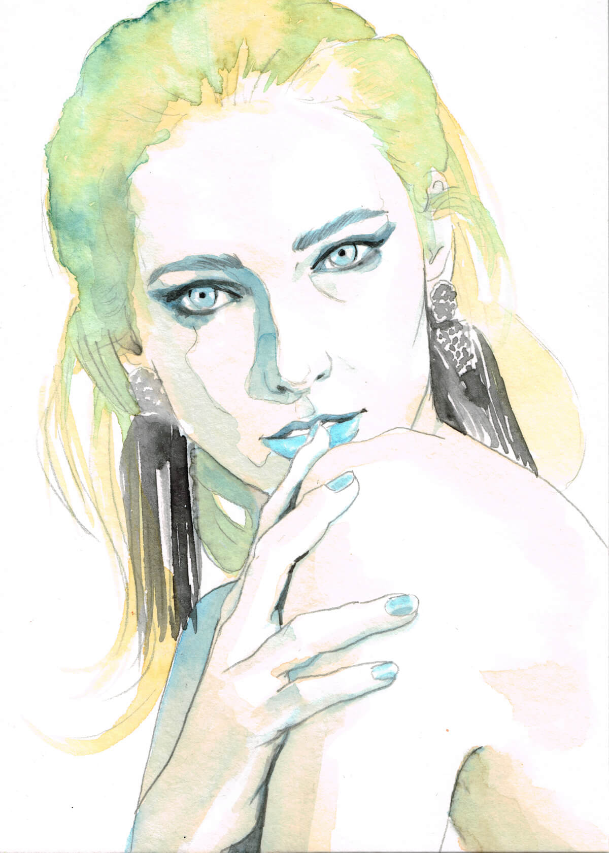 Watercolor Portrait postcard: Expressive Character by Marker Stuff